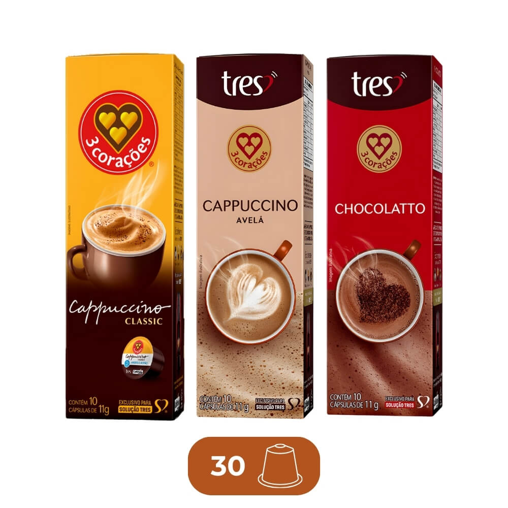 30 Cápsulas de Cappuccino para Três Coraç...