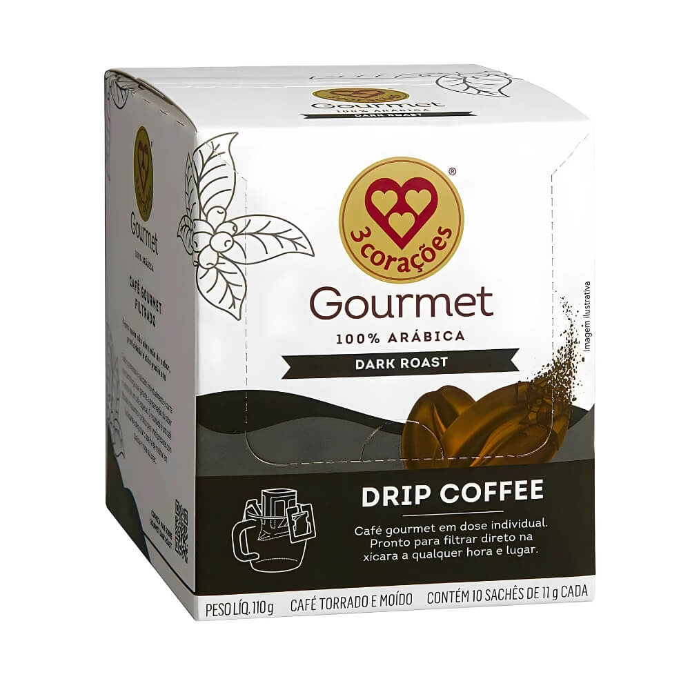 Drip Coffee TRÊS 3 Corações Dark Roast 10...